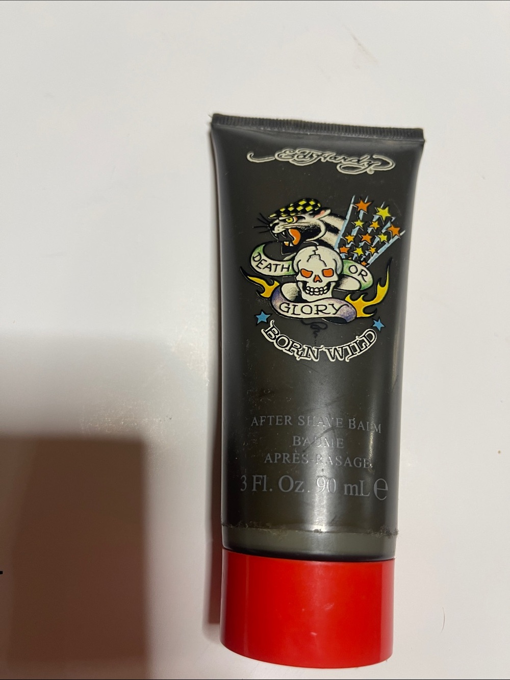 Ed Hardy Born Wild After Shave Balm Black & Red with Multicolor Graphic. 3 oz